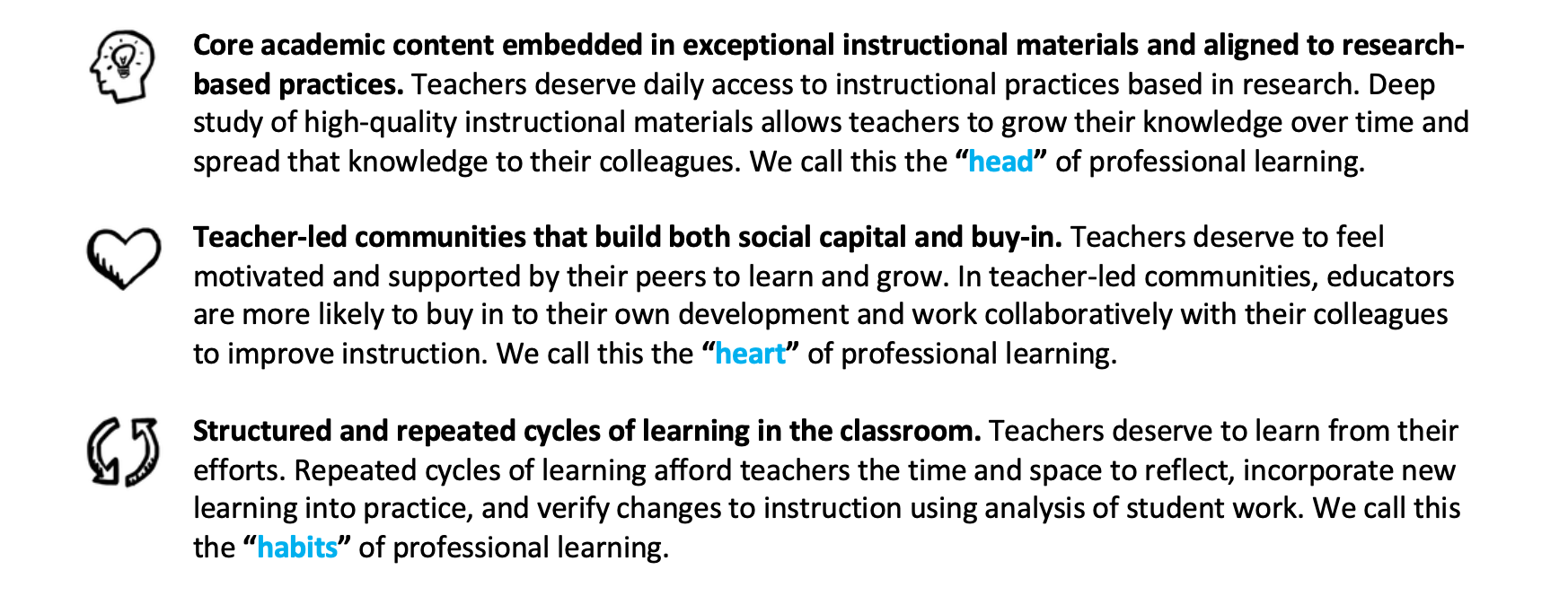 Exceptional instructional materials, teacher-led communities, and cycles of learning